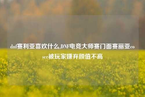 dnf赛利亚喜欢什么,DNF电竞大师赛门面赛丽亚coser被玩家嫌弃颜值不高