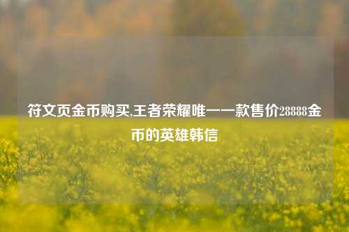 符文页金币购买,王者荣耀唯一一款售价28888金币的英雄韩信