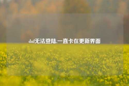 dnf无法登陆,一直卡在更新界面