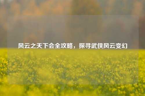 风云之天下会全攻略，探寻武侠风云变幻