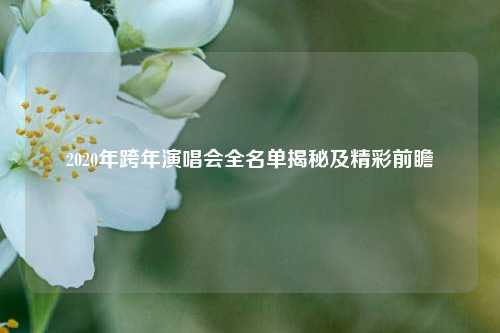 2020年跨年演唱会全名单揭秘及精彩前瞻