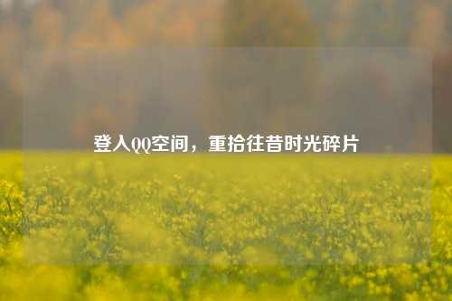 登入QQ空间，重拾往昔时光碎片