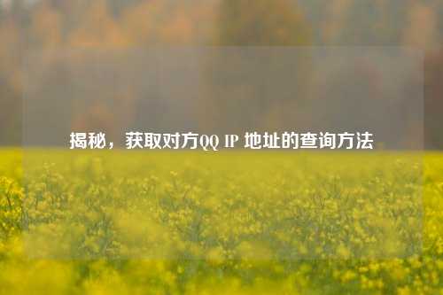 揭秘，获取对方QQ IP 地址的查询方法