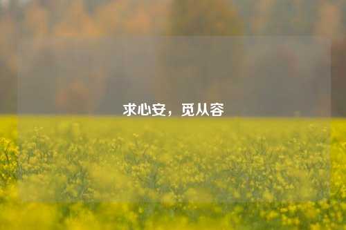求心安，觅从容