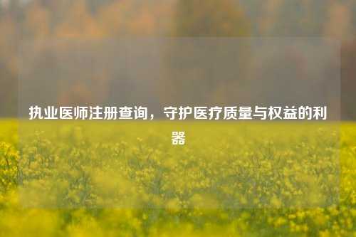 执业医师注册查询，守护医疗质量与权益的利器