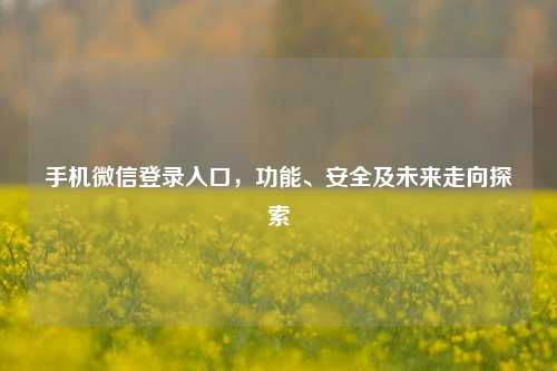 手机微信登录入口，功能、安全及未来走向探索